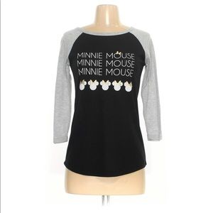 DISNEY Minnie Mouse Baseball T-Shirt Colorblock 3/4 Sleeve XS